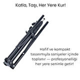 Ayarlanabilir Alüminyum Tripod Işık Standı – Ring Light ve Kamera Uyumlu, Katlanabilir Tasarım