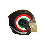 JK Yarım Açık Güneş Vizörlü Kask Mat Siyah (Kırmızı-Beyaz-Yeşil) XL Beden