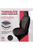 Türkelite Serisi Baklava Desenli Kumaş Deri Detay Koltuk Kılıfı Takımı Oturak 2+1  Sırt Dayama 2+1 Siyah Kırmızı