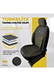 Türkelite Serisi Baklava Desenli Kumaş Deri Detay Koltuk Kılıfı Takımı Ticari 2+1 Siyah Sarı