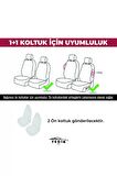 Türkelite Serisi Baklava Desenli Kumaş Deri Detay Koltuk Kılıfı Takımı Pilot 1+1 Ön İki Karmen Kırmızısı