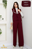 Kadın Triko Takım Şal Yaka Yelekli Pantolon Takım