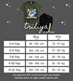 Triliya Pamuklu Unisex Çocuk Kapri Takımı (Cepli & Kordonlu, 3-12 Yaş) TRL-52