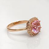 Pembe Kuvars Kare Kesim Altın Modeli Gümüş Yüzük