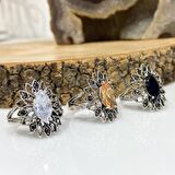 Otantik Markazit Mekik Taşlı İşlemeli 925 Gümüş Yüzük