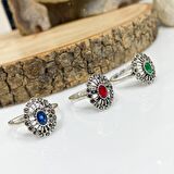 Otantik Markazit Minik Zümrüt Taşlı 925 Gümüş Yüzük