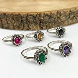 Minik Yeşil Taşlı Markazit Otantik 925 Gümüş Yüzük