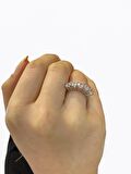 Sertifikalı Swarovski Taşlı  Beş Taş 925 Gümüş Yüzük