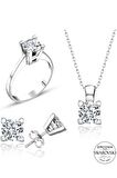 Sertifikalı Swarovski Tektaş 925 Gümüş Set Takım