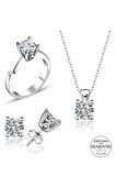 Sertifikalı Swarovski Tek Taş 925 Gümüş Set Takım