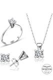 Sertifikalı Swarovski Taş Zarif Tek Taş 925 Gümüş Set Takım