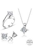 Sertifikalı Swarovski Taş Sarmaşık Tek Taş 925 Gümüş Set Takım