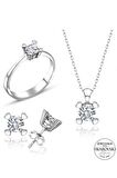 Sertifikalı Swarovski Tektaş Minik zarif 925 Gümüş Set Takım