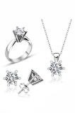 Sertifikalı Swarovski Tektaş Özel Model 925 Gümüş Set Takım