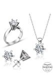 Sertifikalı Swarovski Tektaş Özel Model 925 Gümüş Set Takım