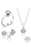 Sertifikalı Swarovski Tektaş Özel Tasarım 925 Gümüş Set Takım