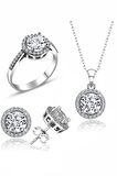 Sertifikalı Swarovski Özel Modeli Tektaş 925 Gümüş Set Takım