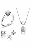 Sertifikalı Swarovski 3 mm Tektaş 925 Gümüş Set Takım