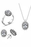 Sertifikalı Swarovski Oval Kesim Tek Taş 925 Gümüş Set