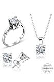 Sertifikalı Swarovski Özel Montür Tektaş 925 Gümüş Set