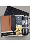 Kişiye Özel Defter & Kravat & French Press & Kupa & Kalem & Çikolata & Filtre Kahve Hediye Seti