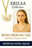 Sertifikalı Altın Renkli Kuş Model Beyaz Mercan Kolye – Huzur ve Özgürlüğün Simgesi