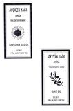 2 Adet Yağdanlık Yağlık Sticker Ayçiçek Zeytinyağı Siyah Beyaz Etiket