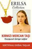 Sertifikalı Kuş Model Kırmızı Mercan Kolye – Özgürlük, Enerji ve Tutkunun Taşı