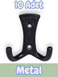 Troy Portmanto Vestiyer Duvar Dolap Elbise Askısı Siyah Metal Mobilya Kapı Askılığı Askılık (10 Adet)
