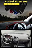 Seat Cordoba (1998-2001) 3d Torpido Koruma Kılıfı - Ön Göğüs Kaplama - Kırmızı Şerit