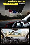 Renault Captur 1 2013-2019 3d Torpido Koruma Kılıfı - Ön Göğüs Kaplama - Kırmızı Şerit