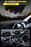 Peugeot Rifter 2020-2022 3d Torpido Koruma Kılıfı - Ön Göğüs Kaplama - Mavi Şerit