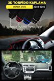 Honda Cıvıc (2003-2005) 3d Torpido Koruma Kılıfı - Ön Göğüs Panel Kaplama - Kırmızı Şerit