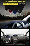 Ford Courıer Ekranlı (2013-2020) 3d Torpido Koruma Kılıfı - Ön Göğüs Panel Kaplama - Mavi Şerit