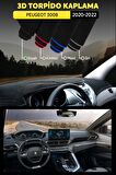 Peugeot 3008 (2020-2022) 3d Torpido Koruma Kılıfı - Ön Göğüs Kaplama - Siyah Şerit