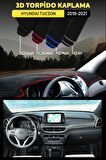 Hyundaı Tucson (2019-2021) 3d Torpido Koruma Kılıfı - Ön Göğüs Panel Kaplama - Kırmızı Şerit