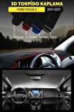 Ford Focus 3 (2011-2017) 3d Torpido Kılıfı Panel Koruyucu Göğüs Kaplama - Kırmızı Şerit