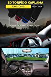 Ford Focus 1 (1998-2004) 3d Torpido Kılıfı Panel Koruyucu Göğüs Kaplama - Kırmızı Şerit