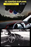 Toyota Corolla (1991-1997) 3d Torpido Kılıfı Panel Koruyucu Göğüs Kaplama - Kırmızı Şerit