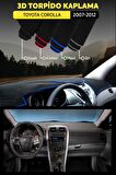 Toyota Corolla (2007-2012) 3d Torpido Kılıfı Panel Koruyucu Göğüs Kaplama - Mavi Şerit