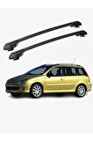 PEUGEOT 206 SW 2002-2008 TRX1 Thunder Carrier Kilitli Ara Atkı Taşıyıcı Tavan Barı Siyah
