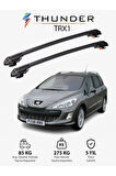 PEUGEOT 308 SW (T7) 2008-2013 TRX1 Thunder Carrier Kilitli Ara Atkı Taşıyıcı Tavan Barı Siyah