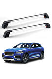 Jaguar F-Pace 2016 - 2025 TRX2 Thunder Carrier Kilitli Ara Atkı Taşıyıcı Tavan Barı Gri