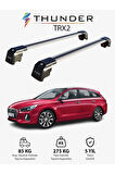 HYUNDAI i30 TOURER 2012-2016 TRX2 Thunder Carrier Kilitli Ara Atkı Taşıyıcı Tavan Barı Siyah