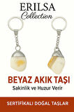 Sertifikalı Beyaz Akik Taşı Anahtarlık – Saflık, Huzur ve Enerji Dengeleyici Taş