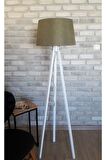 Yeşil Keten Beyaz Ayak 3 Ayaklı Lambader Tripod