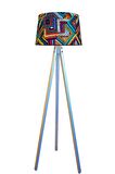 Masif 3 Ayaklı Lambader,tripod,abajur( Sarmal Desen- Beyaz Ayak)
