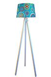 Masif 3 Ayaklı Tripod Lambader,abajur( Güneş Desen- Beyaz Ayak)
