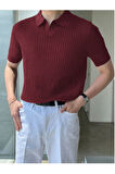 Erkek Fitilli Polo Yaka Triko T-Shirt