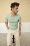 Erkek Fitilli Polo Yaka Triko T-Shirt